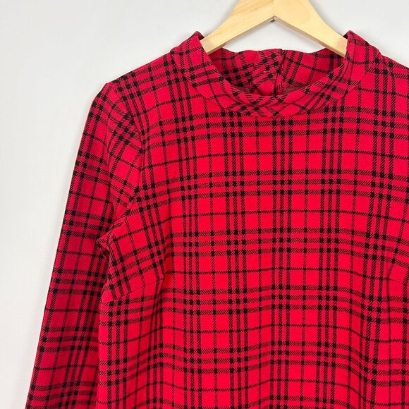 Talbots Sweater Dress Red & Black Plaid Holiday Classic Fall Size Small Women's - Picture 2 of 4